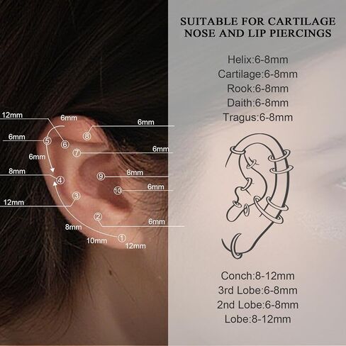 3 Pcs 14K Gold Stud Earrings for Women - Dainty Hypoallergenic Flat Back Cartilage Earring Sets for Multiple Piercing - Small Dangle Huggie Hoop Stud Earrings Stacks in Saudi Arabia