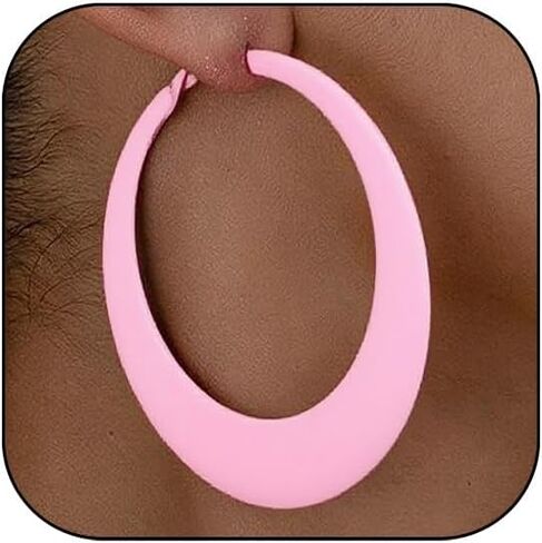Colorful Hoop Earring for Women Classic 80s 90s Neon Earrings Retro Metal Big Circle Hoop Earring Chunky Wide Large Round Earring Y2K Jewelry Neon Costume Accessories in Saudi Arabia