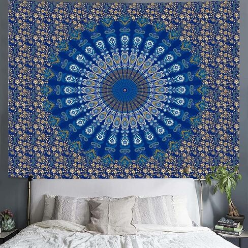 FENDROM Blue Mandala Tapestry Wall Hanging Vintage Tapestries Aesthetic Hippie Wall Decor Bohemian Wall Art Boho Flower Home Decoration for Bedroom,Living Room,Dorm in Saudi Arabia