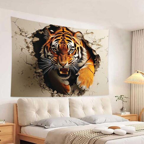 LATETOMT Tiger Tapestry Wild Animal Wall Art Tiger Tapestry Wall Hanging 3D Tapestries for Kids Boys Bedroom Living Room Dorm Art Decorations 80x60in LTMTADJ004 in Saudi Arabia