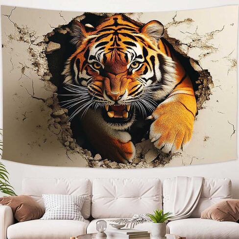 LATETOMT Tiger Tapestry Wild Animal Wall Art Tiger Tapestry Wall Hanging 3D Tapestries for Kids Boys Bedroom Living Room Dorm Art Decorations 80x60in LTMTADJ004 in Saudi Arabia