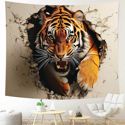 LATETOMT Tiger Tapestry Wild Animal Wall Art Tiger Tapestry Wall Hanging 3D Tapestries for Kids Boys Bedroom Living Room Dorm Art Decorations 80x60in LTMTADJ004 in Saudi Arabia