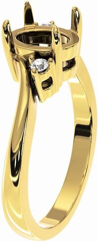 925 Silver 5x7 mm Ring Blank with Oval Prong Setting – 2 CZ Side Stones | DIY Jewelry Ring Base for Cabochon | Gold Plated Fine Jewelry Mount in Saudi Arabia