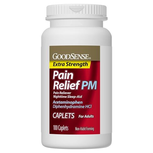 GoodSense Acetaminophen PM, Pain Reliever Plus Nighttime Sleep Aid, Extra Strength, 100 Count in Kuwait