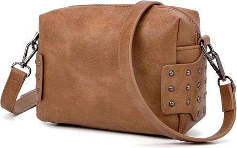 myfriday Vintage Crossbody Camera Bags for Women Vegan Leather Small Shoulder Purse Handbags with Rivet Decoration in Saudi Arabia