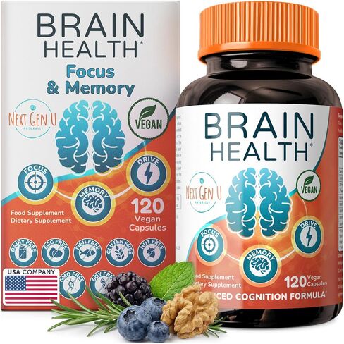 Brain Supplement - 120 Vegan Capsules - Dietary Nootropic May Help Memory, Cognitive Function & Focus - Formulation with Amino Acids, Polyphenols & B Vitamins - for Women, Men & Seniors - by NextGenU in Saudi Arabia