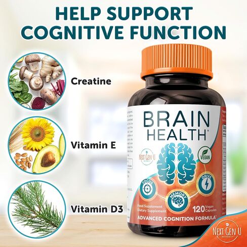 Brain Supplement - 120 Vegan Capsules - Dietary Nootropic May Help Memory, Cognitive Function & Focus - Formulation with Amino Acids, Polyphenols & B Vitamins - for Women, Men & Seniors - by NextGenU in Saudi Arabia