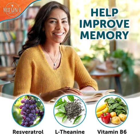 Brain Supplement - 120 Vegan Capsules - Dietary Nootropic May Help Memory, Cognitive Function & Focus - Formulation with Amino Acids, Polyphenols & B Vitamins - for Women, Men & Seniors - by NextGenU in Saudi Arabia