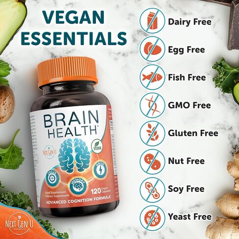 Brain Supplement - 120 Vegan Capsules - Dietary Nootropic May Help Memory, Cognitive Function & Focus - Formulation with Amino Acids, Polyphenols & B Vitamins - for Women, Men & Seniors - by NextGenU in Saudi Arabia