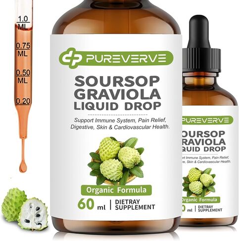 Soursop Graviola Liquid Drop for Cell Support & Regeneration, Immune System and Gut Health Support, Soursop Bitters Liquid, Herbal Goodness, Sugar/Gluten Free, Natural Flavor, 2 Fl Oz in Saudi Arabia