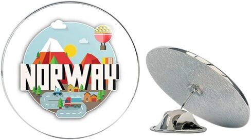 Norway Vintage Label Round Metal 0.75" Lapel Pin Hat Shirt Pin Tie Tack Pinback in Saudi Arabia