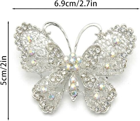 Sparkling Butterfly Brooch Pin for Women, Elegant Butterfly Lapel Pins,Rhinestone Animal Shape Brooch,Crystal Insect Lapel Pin,Dress Accessories Jewelry Gift for Women Daily Decoration in Saudi Arabia