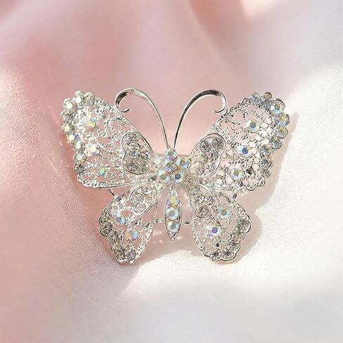 Sparkling Butterfly Brooch Pin for Women, Elegant Butterfly Lapel Pins,Rhinestone Animal Shape Brooch,Crystal Insect Lapel Pin,Dress Accessories Jewelry Gift for Women Daily Decoration in Saudi Arabia