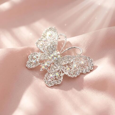 Sparkling Butterfly Brooch Pin for Women, Elegant Butterfly Lapel Pins,Rhinestone Animal Shape Brooch,Crystal Insect Lapel Pin,Dress Accessories Jewelry Gift for Women Daily Decoration in Saudi Arabia