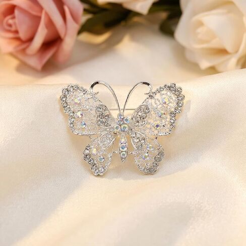 Sparkling Butterfly Brooch Pin for Women, Elegant Butterfly Lapel Pins,Rhinestone Animal Shape Brooch,Crystal Insect Lapel Pin,Dress Accessories Jewelry Gift for Women Daily Decoration in Saudi Arabia