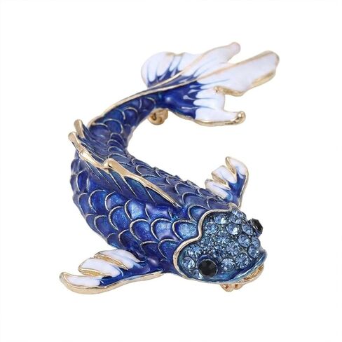 1 Brooches and Pins for Women, Blue Lucky Koi Fish Enamel Lifelike Pin, Brooches for Women Fashion Coat Pin Elegant Accessories in Saudi Arabia