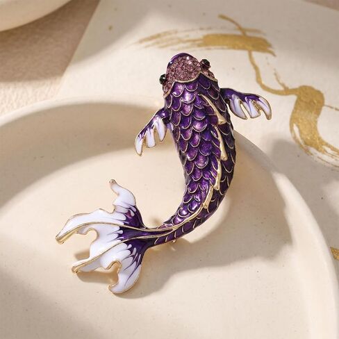 1 Brooches and Pins for Women, Blue Lucky Koi Fish Enamel Lifelike Pin, Brooches for Women Fashion Coat Pin Elegant Accessories in Saudi Arabia