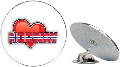 Norway Art Heart Flag Travel Slogan Round Metal 0.75" Lapel Pin Hat Shirt Pin Tie Tack Pinback in Saudi Arabia