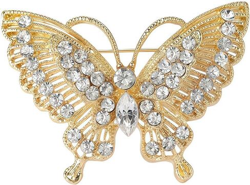 Rhinestone Butterfly Brooch for Women Sparkling Gold Silver Blue Black Crystal Big Butterfly Brooch Pin Cute Insect Pin Elegant Clothing Hat Bag Skirt Accessories Christmas Birthday Party Jewelry in Saudi Arabia