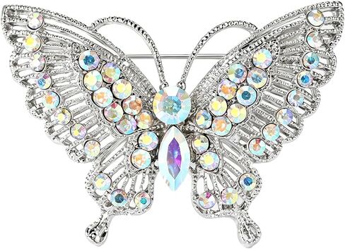 Rhinestone Butterfly Brooch for Women Sparkling Gold Silver Blue Black Crystal Big Butterfly Brooch Pin Cute Insect Pin Elegant Clothing Hat Bag Skirt Accessories Christmas Birthday Party Jewelry in Saudi Arabia