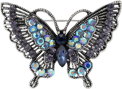 Rhinestone Butterfly Brooch for Women Sparkling Gold Silver Blue Black Crystal Big Butterfly Brooch Pin Cute Insect Pin Elegant Clothing Hat Bag Skirt Accessories Christmas Birthday Party Jewelry in Saudi Arabia