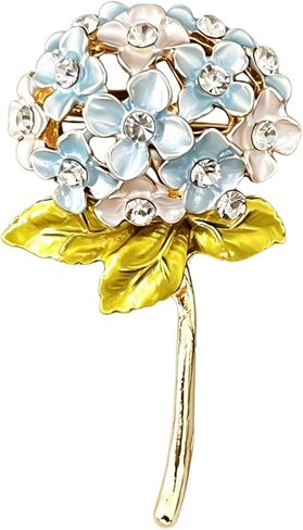 Hydrangea Flower Crystal Floral Lapel Pin Metal Elegant Brooch for Women Suit Scarf Accessory in Saudi Arabia