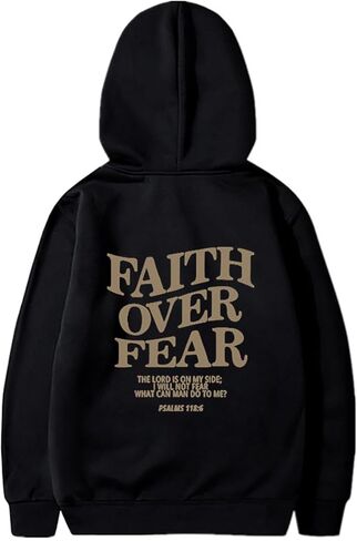 Faith Over Fear Hoodie Christian Sweatshirt Religious Shirts God Bible Verse Cross Pullover in Kuwait