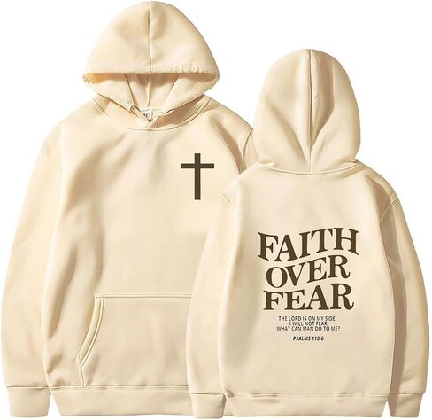 Faith Over Fear Hoodie Christian Sweatshirt Religious Shirts God Bible Verse Cross Pullover in Kuwait