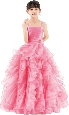 ekidsbridal فساتين فتاة الزهور المكشكشة من الأورجانزا لقاعة رقص الأميرة الأنيقة Seq5 in Kuwait