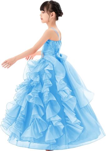 ekidsbridal فساتين فتاة الزهور المكشكشة من الأورجانزا لقاعة رقص الأميرة الأنيقة Seq5 in Kuwait