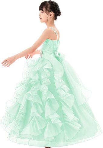 ekidsbridal فساتين فتاة الزهور المكشكشة من الأورجانزا لقاعة رقص الأميرة الأنيقة Seq5 in Kuwait