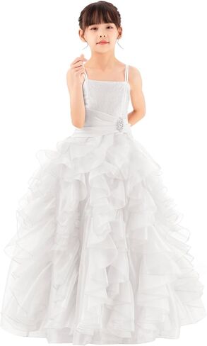 ekidsbridal فساتين فتاة الزهور المكشكشة من الأورجانزا لقاعة رقص الأميرة الأنيقة Seq5 in Kuwait