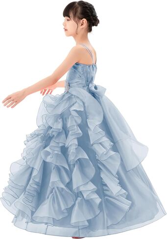 ekidsbridal فساتين فتاة الزهور المكشكشة من الأورجانزا لقاعة رقص الأميرة الأنيقة Seq5 in Kuwait