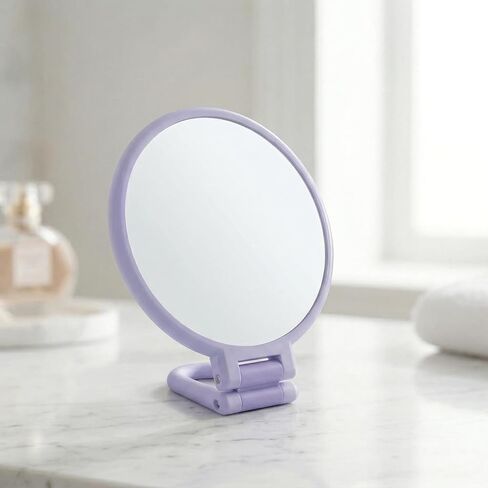 Magnifying Handheld Mirror Double Sided, 1X and 60X Magnification Hand Mirror, Travel Folding Hand Held Makeup Mirror with 360° Rotation Pedestal for Vanity, Dressing Table and Daily Use Purple in Kuwait