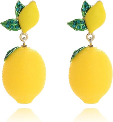 Lemon Earrings for Women Unique 3D Grape Lime Green Leaf Drop Dangle Earring Cute Funky Party Prom Jewelry Gift in Saudi Arabia