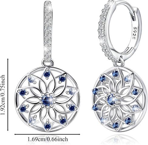 Flower Hoop Dangle Earrings for Women Sterling Silver Hypoallergenic Sparkly Cubic Zirconia Round Lotus Hoop Charms Earrings Classic Dainty CZ Floral Loop Dangling Earring Gifts for Bride Wedding Wife in Saudi Arabia
