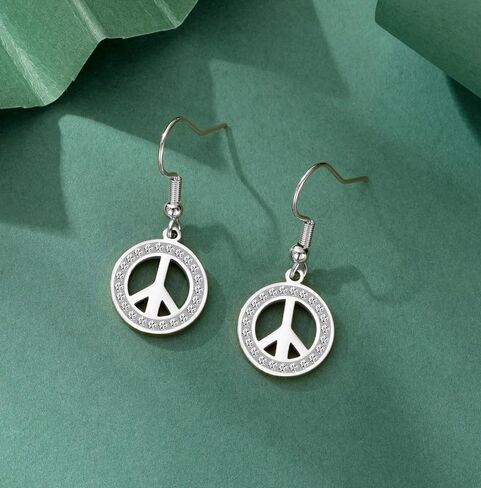 Peace Sign Symbol Dangle Drop Earrings for Women Geometric Round Statement Anklet Hippie Party Dressing Accessories Jewelry Gifts in Kuwait