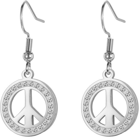 Peace Sign Symbol Dangle Drop Earrings for Women Geometric Round Statement Anklet Hippie Party Dressing Accessories Jewelry Gifts in Kuwait