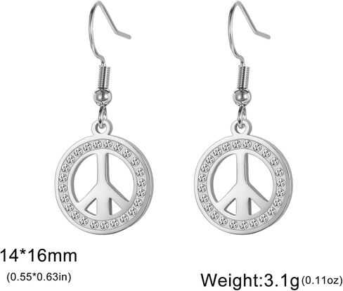 Peace Sign Symbol Dangle Drop Earrings for Women Geometric Round Statement Anklet Hippie Party Dressing Accessories Jewelry Gifts in Kuwait