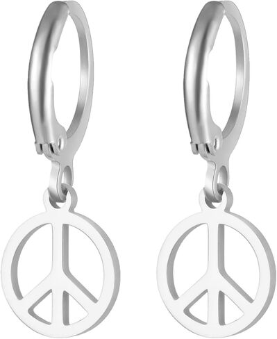 Peace Sign Symbol Dangle Drop Earrings for Women Geometric Round Statement Anklet Hippie Party Dressing Accessories Jewelry Gifts in Kuwait