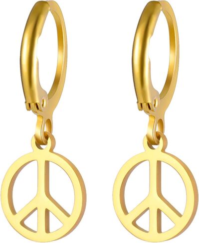Peace Sign Symbol Dangle Drop Earrings for Women Geometric Round Statement Anklet Hippie Party Dressing Accessories Jewelry Gifts in Kuwait
