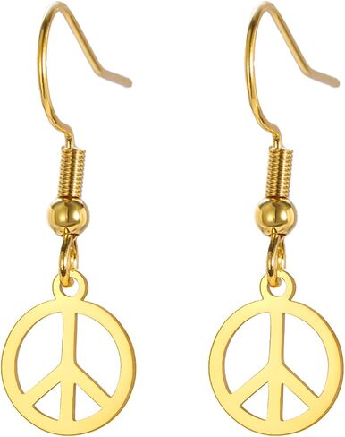 Peace Sign Symbol Dangle Drop Earrings for Women Geometric Round Statement Anklet Hippie Party Dressing Accessories Jewelry Gifts in Kuwait