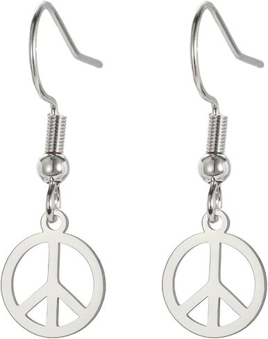 Peace Sign Symbol Dangle Drop Earrings for Women Geometric Round Statement Anklet Hippie Party Dressing Accessories Jewelry Gifts in Kuwait
