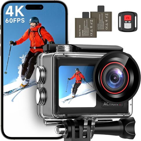 Action Camera 4K 30MP, EIS 2.0 Stabilization, 2.4" Touch Screen for Outdoor Sports in Kuwait