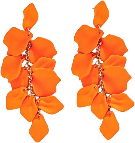 Long Acrylic Rose Petal Earring Red Flower Dangle Drop Earrings Floral Tassel Stud Statement Jewelry for Women in Saudi Arabia