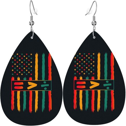 Juneteenth Celebrate Freedom African American Leather Earrings Teardrop Dangle Earrings Holiday Party Decor For Women in Saudi Arabia