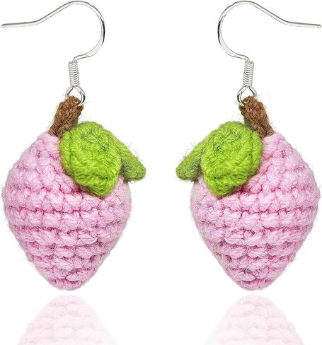 Handmade Cute Crochet Earrings for Women, Small Fruit Earrings For Holiday Gifts in Kuwait