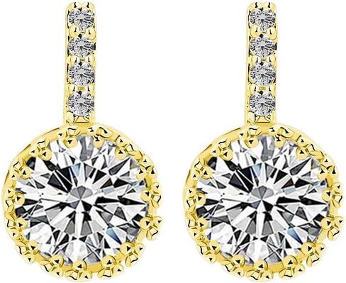 14K Gold Drop Earrings for Women, D-color Round Moissanite Earrings, Ideal for Daily Wear in Saudi Arabia