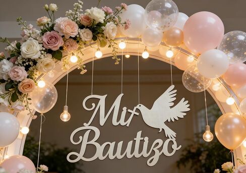 Decorative Mi Bautizo Sign,Wooden Religious Baptism Wall Decor, Children's Birthday Party Decoration,for Baptism,Bedroom,Garden, Birthday, Christmas,Para Niño Niña,Baby Shower in Saudi Arabia