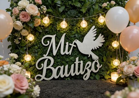Decorative Mi Bautizo Sign,Wooden Religious Baptism Wall Decor, Children's Birthday Party Decoration,for Baptism,Bedroom,Garden, Birthday, Christmas,Para Niño Niña,Baby Shower in Saudi Arabia